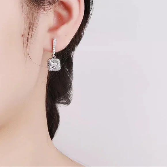 🌟Fancy Square Sterling Silver Earrings - Picture 4 of 4